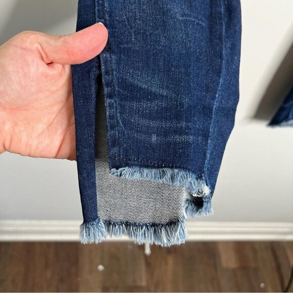 AYR Womens Size 25 High Rise Ankle Slit Jean Stretch Skinny Whiskered Denim Blue - Picture 4 of 12